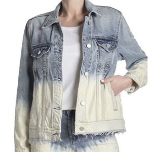 New Blank NYC Jean Jacket Women's Medium Dip Dye Distressed Denim Classic